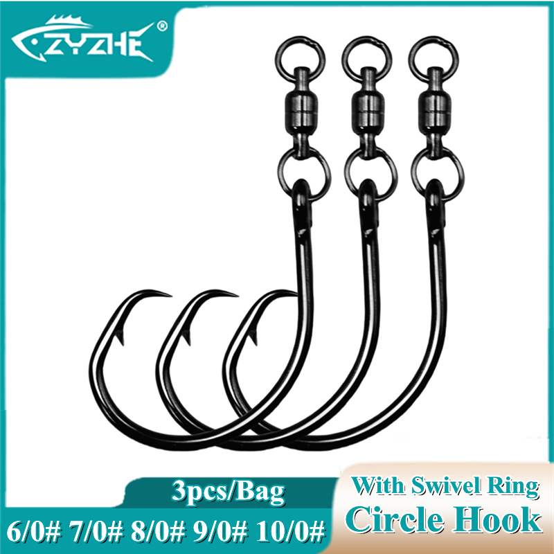 Fishing Hook Circle - Крючки ZYZHE 3/6/9 шт. с вертлюгом