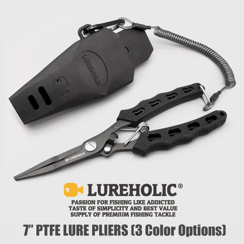 Fishing Hook Sharpener - Lureholic 7 ”ПТФЭ покрытые рыболовные плоскогубцы,