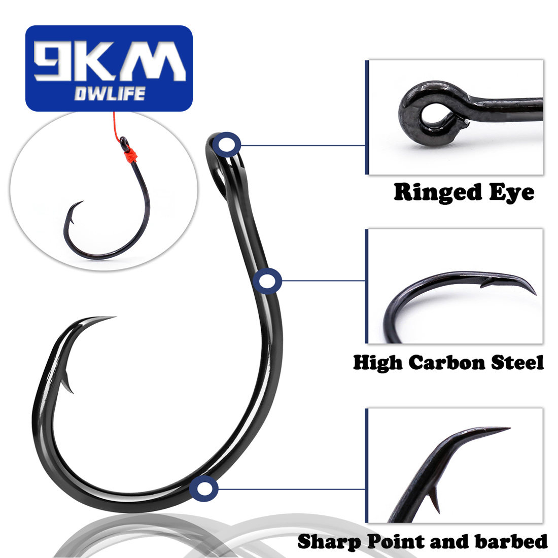 9KM 25-50 шт. прямые крючки с  – обзор и цена Fishing Hook Circle