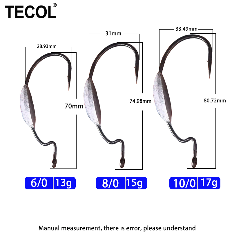 Крючки TECOL 3 шт. (6/0, 8/0,  – обзор и цена Fishing Hook Weedless